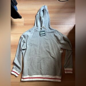 Grey Hoodie with Red Accent stripes